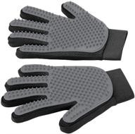🐾 upgrade version of pet grooming glove: gentle deshedding brush mitt for efficient hair removal - ideal for dogs & cats with all fur lengths - enhanced five finger design - 1 pair logo