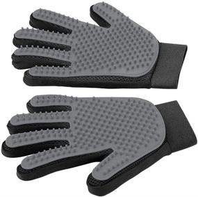 img 4 attached to 🐾 Upgrade Version of Pet Grooming Glove: Gentle Deshedding Brush Mitt for Efficient Hair Removal - Ideal for Dogs & Cats with All Fur Lengths - Enhanced Five Finger Design - 1 Pair