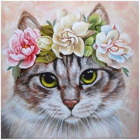 img 4 attached to 🎨 Dazzling DIY 5D Full Diamond Painting Kit for Adults | A Cat with A Wreath Paint with Diamonds Kit - Diamonds Embroidery by Numbers (11.8X11.8inch)