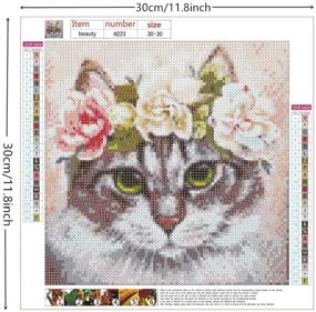 img 3 attached to 🎨 Dazzling DIY 5D Full Diamond Painting Kit for Adults | A Cat with A Wreath Paint with Diamonds Kit - Diamonds Embroidery by Numbers (11.8X11.8inch)