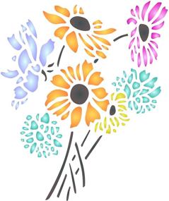 img 4 attached to 🌼 Daisy Flowers Stencil, Floral Bouquet Bunch Stencils for Painting Template - 8.5 x 10.5 inch (L)