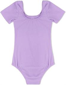 img 3 attached to CHICTRY Girls Classic Cotton Short Sleeve Dance Leotard: Stylish Gymnastics Bodysuit Clothes for Children