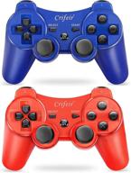 🎮 crifeir 2 pack wireless controller for playstation 3 ps3 controller with 2 charging cables (red and blue) logo