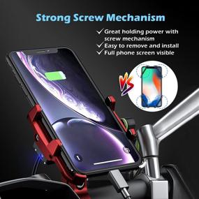 img 1 attached to 📱 Red Aluminium Waterproof Motorcycle Phone Mount - Charge Your Phone on the Road!