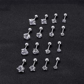 img 3 attached to 💎 yfstyle 12 Pairs Colorful Cartilage Earrings | Hypoallergenic CZ Studs Set for Women & Girls | Screwback Piercing Jewelry Gifts