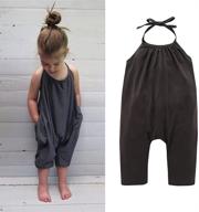 👖 cute grey backless harem strap romper jumpsuit for toddler girls - sizes 2-8y logo