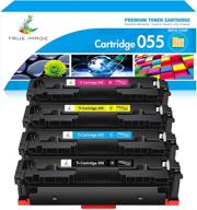 🖨️ high-quality true image compatible toner cartridge set for canon 055 055h toner - fits canon color imageclass mf743cdw mf741cdw mf745cdw mf746cdw lbp664cdw printer - includes chip (black cyan magenta yellow, 4-pack) logo