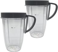 🍹 joystar replacement parts: 2pcs 24oz mug tall cup with handle, lid, and ring for nutribullet 600w/900w/1000w/1200w logo