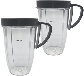 img 3 attached to 🍹 JOYSTAR Replacement Parts: 2pcs 24oz Mug Tall Cup with Handle, Lid, and Ring for NutriBullet 600W/900W/1000W/1200W