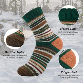 img 3 attached to 🧦 5 Pairs Men's Winter Warm Wool Socks - Vintage Thick Knit, Soft Cabin Thermal Cozy Crew Socks – Perfect Gifts, One Size 6-12