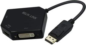 img 4 attached to 🔌 3 в 1 адаптер DP к HDMI VGA DVI: Конвертер Displayport в HDMI 4K - Мужчина к Женщина Покрытый золотом в форме бриллианта (Черный)