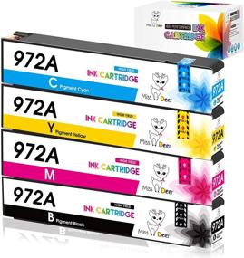 img 4 attached to 🖨️ Miss Deer 972A Compatible Ink Cartridges with Upgraded Chip for HP PageWide Printers - 4 Pack (1BK 1C 1M 1Y)