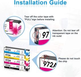 img 1 attached to 🖨️ Miss Deer 972A Compatible Ink Cartridges with Upgraded Chip for HP PageWide Printers - 4 Pack (1BK 1C 1M 1Y)