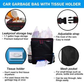 img 1 attached to 🚗 Ultimate Car Trash Can: Big Ant Car Trash Bag with Tissue Holder, Storage Pockets, and Waterproof Design - Hanging, Leak-Proof Garbage Bag for Multipurpose Car Storage in Black