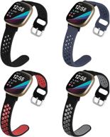 📱 ihillon 4 pack soft silicone replacement wristbands for fitbit versa 3 & fitbit sense - breathable sport bands for men and women (small/large) logo