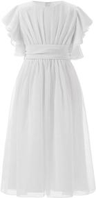 img 4 attached to 👗 Chiffon Flutter Sleeves Girls' Dresses - Carat Clothing