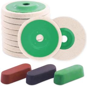 img 4 attached to 🧹 Rustark 13 Pcs Polishing Wheel Kit with Compounds - Includes 10pcs 4'' 100mm Wool Felt Polishing Buffing Wheel Pad with Bore Dia, Black Emery, Brown Tripoli, and General Green Compound