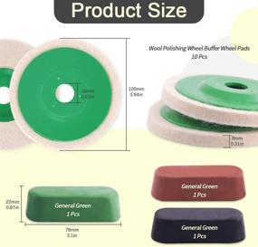 img 3 attached to 🧹 Rustark 13 Pcs Polishing Wheel Kit with Compounds - Includes 10pcs 4'' 100mm Wool Felt Polishing Buffing Wheel Pad with Bore Dia, Black Emery, Brown Tripoli, and General Green Compound