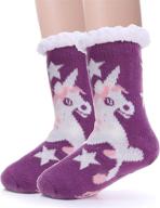 cozy fluffy fleece sherpa unicorn slipper: perfect girls' clothing logo