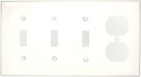 img 1 attached to 🔌 Leviton Thermoplastic Nylon 4-Gang Combination Wallplate, 3-Toggle 1-Duplex Device Mount, White