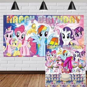 img 2 attached to 🎉 4th Birthday Party Decorations Supplies for Girls - My Little Pony Cake Topper, Banner, Backdrop, and Balloons