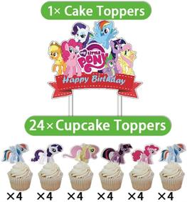 img 1 attached to 🎉 4th Birthday Party Decorations Supplies for Girls - My Little Pony Cake Topper, Banner, Backdrop, and Balloons