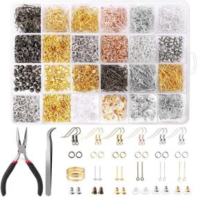 img 4 attached to 🔧 2000-Piece Earring Making Kit: Earring Making Supplies with Hooks, Jump Rings, Backs, Pliers, Tweezers, and Jump Ring Opener for Polymer Clay Earrings, Jewelry Making, and Repair