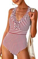 cupshe v neck one piece swimsuit with ruffled back and cross design - women's swimwear logo