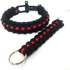 img 2 attached to Flashfire Supply Firefighter Thin Red Line/Police Thin Blue Line Paracord Survival Bracelets + Keychain: Ultimate First Responders' Gear