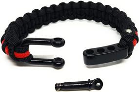 img 1 attached to Flashfire Supply Firefighter Thin Red Line/Police Thin Blue Line Paracord Survival Bracelets + Keychain: Ultimate First Responders' Gear