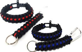 img 4 attached to Flashfire Supply Firefighter Thin Red Line/Police Thin Blue Line Paracord Survival Bracelets + Keychain: Ultimate First Responders' Gear