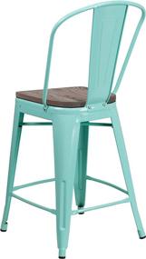 img 2 attached to 🪑 Mint Green Metal Counter Height Stool with Back and Wood Seat, 24-inch, by Flash Furniture