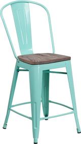 img 4 attached to 🪑 Mint Green Metal Counter Height Stool with Back and Wood Seat, 24-inch, by Flash Furniture