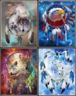 🖌️ newbested 4 pcs diy partial drill diamond painting 5d home decoration handmade rhinestone embroidery mosaic cross stitch kit (featuring wolves and eagles) logo