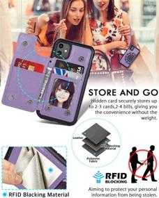 img 2 attached to 📱 iPhone 11 Case with Card Holder, RFID Blocking, Kick Stand, Wrist Strap, Magnetic Car Mount, Mandala Embossed Leather Back Flip Cover Case for iPhone 11 (2019), Purple by CASEOWL