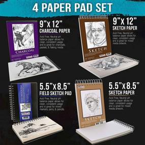 img 2 attached to 📚 U.S. Art Supply Set: 4 Styles of Sketching and Drawing Paper Pads (242 Sheets Total) - Spiral Bound for Sketch, Draw, Charcoal Pencil, Mixed Media