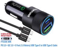 🔌 samsung galaxy s9/s8 car charger with power delivery 2.0 & quick charge 3.0 ports & 6ft usb c cable - compatible with galaxy s8, note 8, pixel 2/xl, moto z2, lg v30 logo