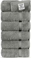 🔲 chakir turkish linens hotel & spa quality - highly absorbent 100% cotton hand towels (6 pack, gray) logo