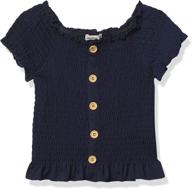 speechless sleeve button smocked oatmeal girls' clothing in tops, tees & blouses logo