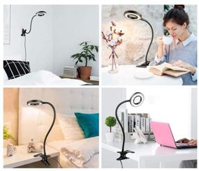 img 3 attached to Dimmable LED USB Clamp Desk Light for Book, Bed Headboard, Bedroom, Office - Clip on Light Reading Lights with 3 Light Modes, 10 Brightness Levels - Flexible Night Light, Adapter Included, 7W - Black