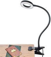 dimmable led usb clamp desk light for book, bed headboard, bedroom, office - clip on light reading lights with 3 light modes, 10 brightness levels - flexible night light, adapter included, 7w - black логотип