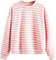 👚 comfy chic: floerns women's drop shoulder striped long sleeve sweatshirt for effortless style logo