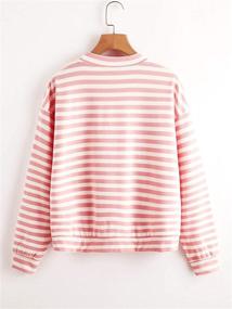 img 3 attached to 👚 Comfy Chic: Floerns Women's Drop Shoulder Striped Long Sleeve Sweatshirt for Effortless Style