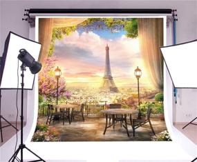 img 3 attached to 🗼 LFEEY 6x6ft Eiffel Tower Paris Garden Backdrops for Photoshoot with Window Curtain, Flowers, Trees, Sunset Landscape - City View Photography Background for Adults' Wedding Portraits, Vacation Photo Studio Props