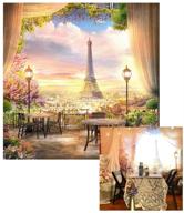 🗼 lfeey 6x6ft eiffel tower paris garden backdrops for photoshoot with window curtain, flowers, trees, sunset landscape - city view photography background for adults' wedding portraits, vacation photo studio props logo