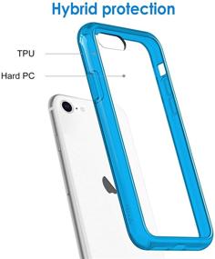 img 2 attached to 📱 JETech Shockproof Bumper Cover for iPhone 8, iPhone 7, iPhone SE 2020 (4.7-Inch) - Blue, Clear Back with Anti-Scratch