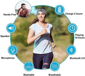 img 3 attached to 🎧 Wireless Bluetooth Headband for Women, HD Speakers, Bluetooth 5.0, Fashionable Grey Head Band with Knotted/Twist Design - Ideal for Yoga, Workout, Running, Sports - Perfect Gift (Grey)