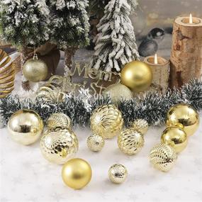 img 2 attached to 36pcs Shatterproof Gold Christmas Balls Ornaments - Jorysics Tree Decorations for Xmas Tree Wedding Holiday Party Home Decor, 6 Styles in 3 Sizes, Hanging Loop Included