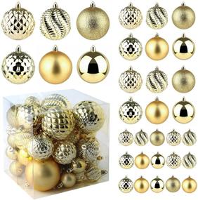 img 3 attached to 36pcs Shatterproof Gold Christmas Balls Ornaments - Jorysics Tree Decorations for Xmas Tree Wedding Holiday Party Home Decor, 6 Styles in 3 Sizes, Hanging Loop Included