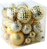 36pcs shatterproof gold christmas balls ornaments - jorysics tree decorations for xmas tree wedding holiday party home decor, 6 styles in 3 sizes, hanging loop included logo